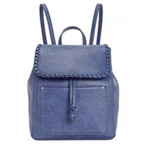 Style&Co Backpack Convertible Drawstring Flap Blue Faux‎ Leather Small